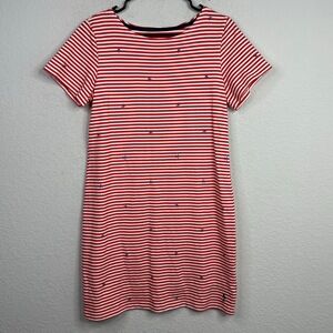 Joules Dress Women 8 Red White Striped Short Sleeve Patriotic Beach Coastal Boho